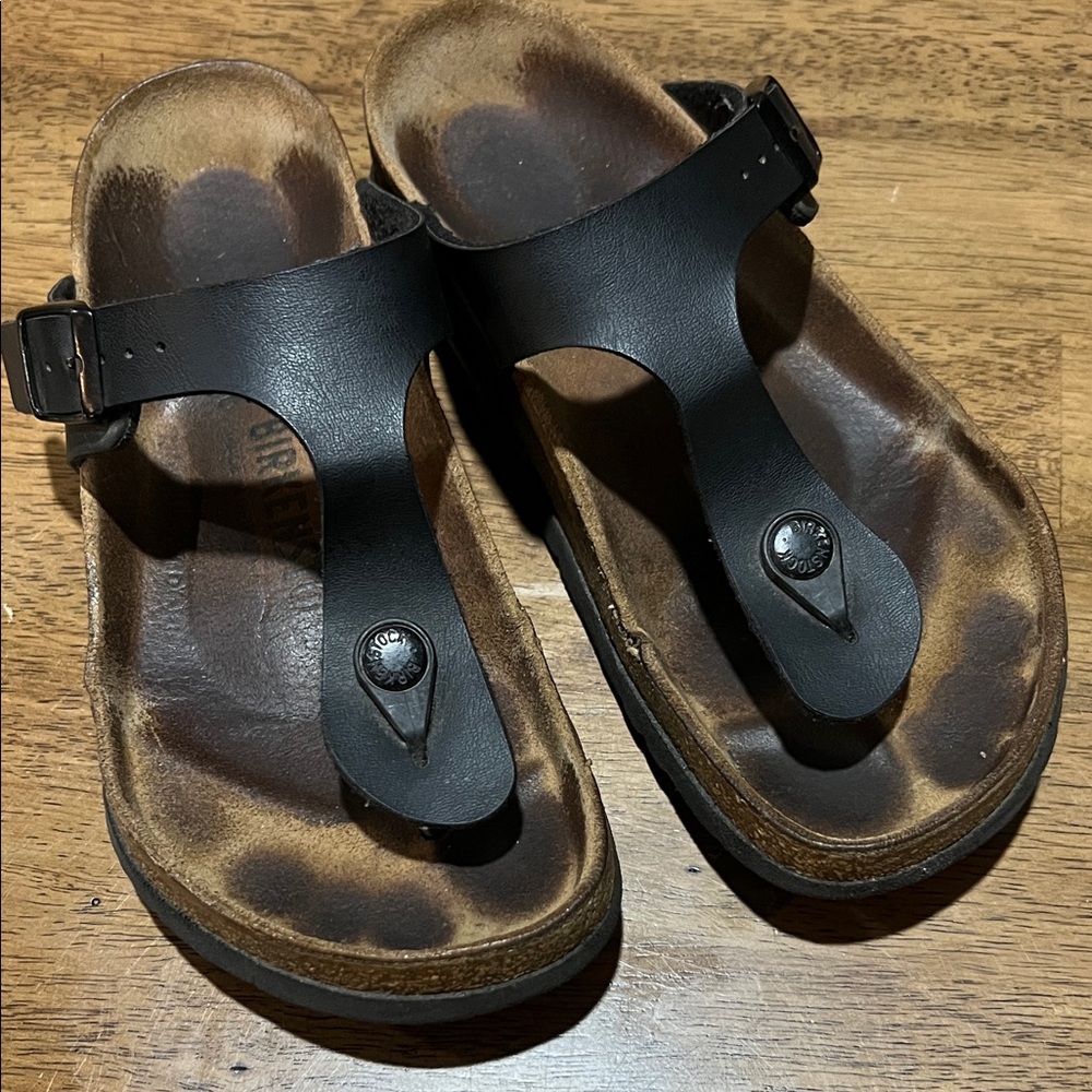 36 Birkenstock Black and Brown Sandals